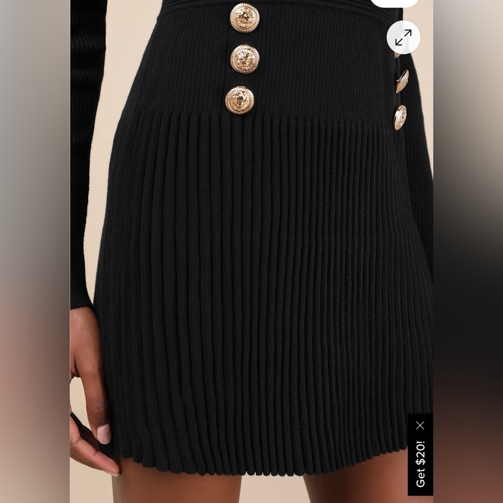 Lulus Black Ribbed Mini Dress Gold Button Detail Long Sleeve Size S - Picture 4 of 7